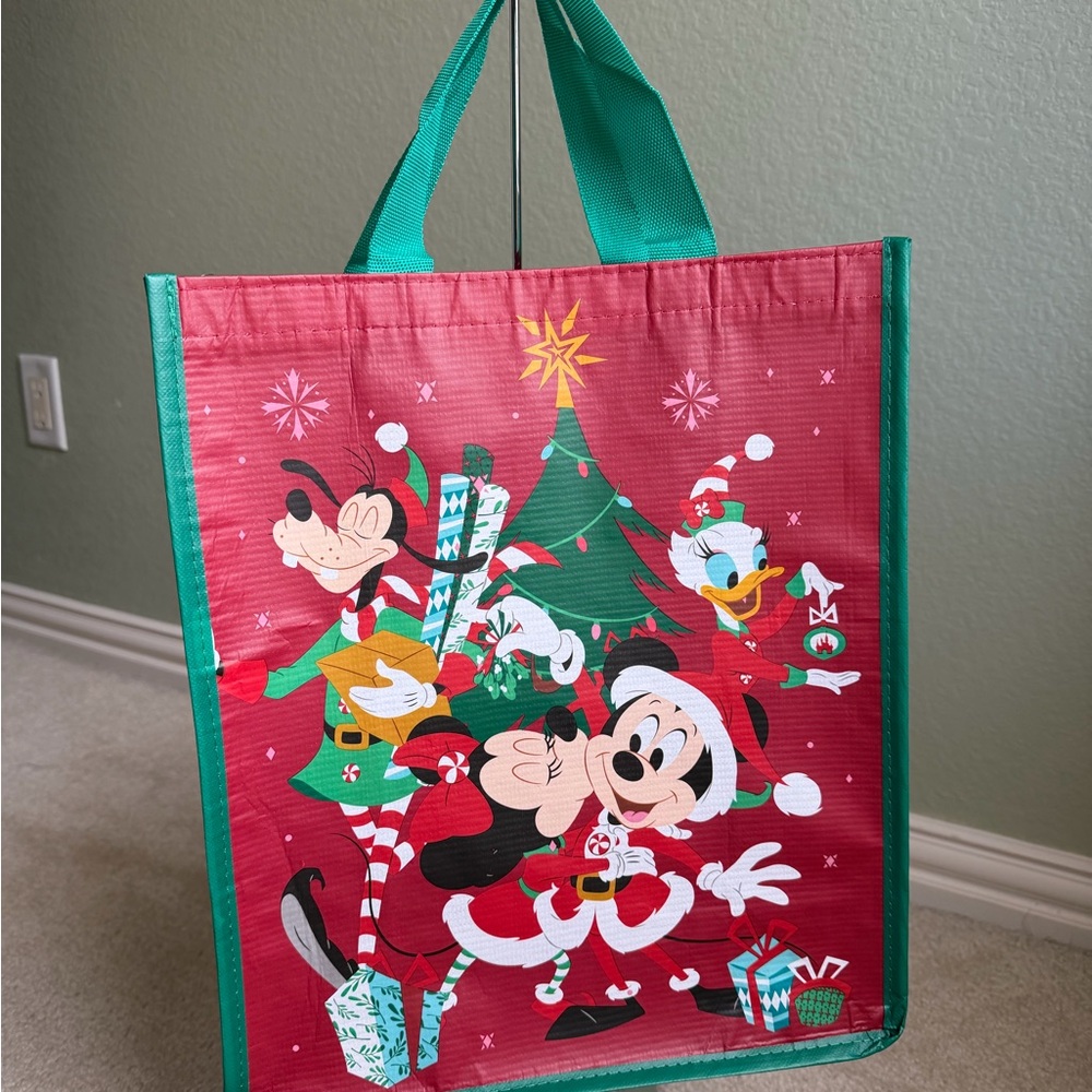 Disney Red and Green Holiday Tote Bag